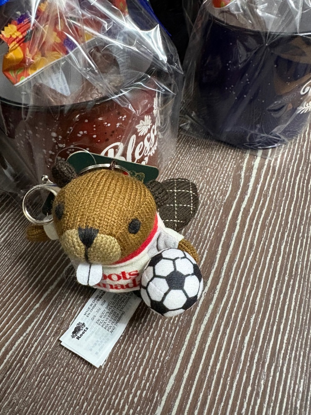 NWT soccer beaver keychain
